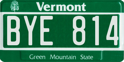 VT license plate BYE814
