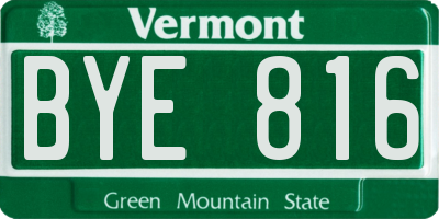 VT license plate BYE816