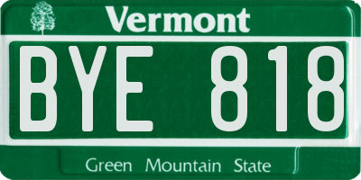 VT license plate BYE818