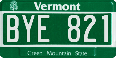 VT license plate BYE821