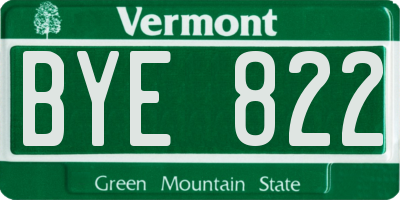 VT license plate BYE822