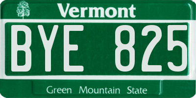 VT license plate BYE825