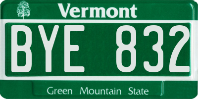 VT license plate BYE832