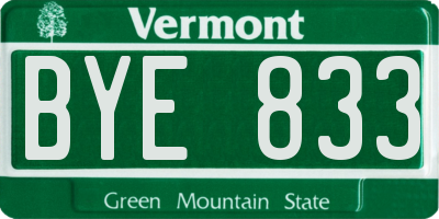 VT license plate BYE833