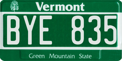 VT license plate BYE835