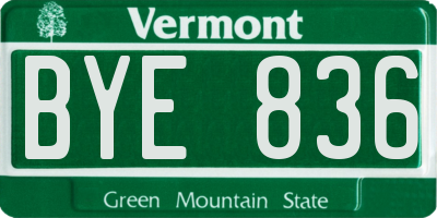 VT license plate BYE836