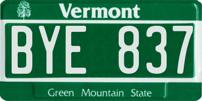 VT license plate BYE837