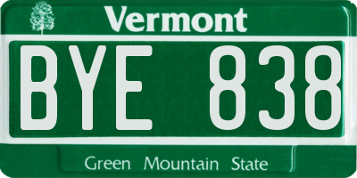 VT license plate BYE838