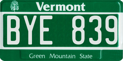VT license plate BYE839