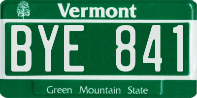 VT license plate BYE841