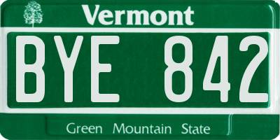 VT license plate BYE842