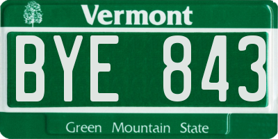 VT license plate BYE843