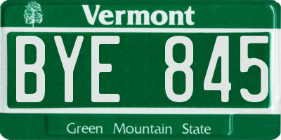 VT license plate BYE845