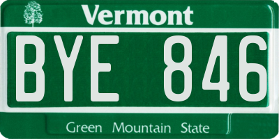 VT license plate BYE846