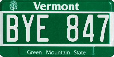 VT license plate BYE847