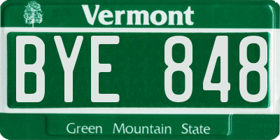 VT license plate BYE848