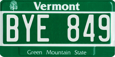 VT license plate BYE849
