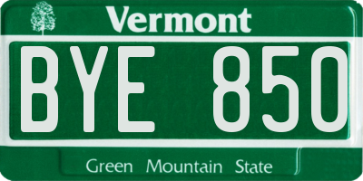 VT license plate BYE850
