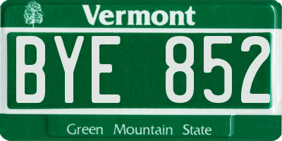 VT license plate BYE852