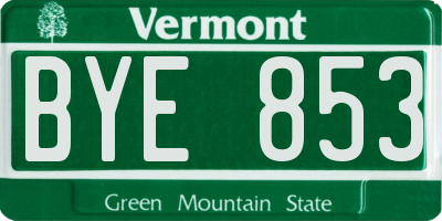 VT license plate BYE853