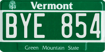 VT license plate BYE854