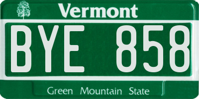 VT license plate BYE858
