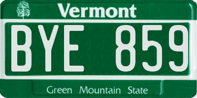 VT license plate BYE859