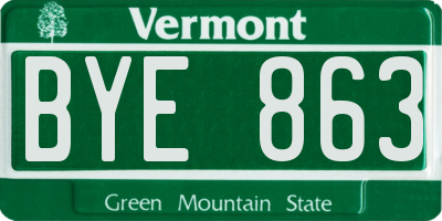 VT license plate BYE863