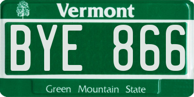 VT license plate BYE866