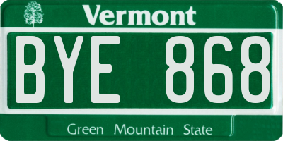 VT license plate BYE868