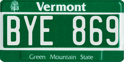 VT license plate BYE869