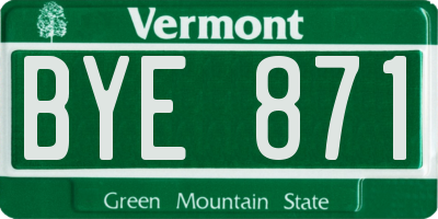 VT license plate BYE871