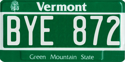 VT license plate BYE872