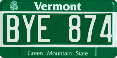 VT license plate BYE874