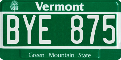 VT license plate BYE875