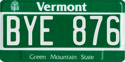 VT license plate BYE876