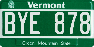 VT license plate BYE878