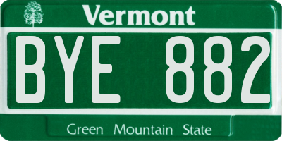 VT license plate BYE882