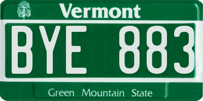 VT license plate BYE883