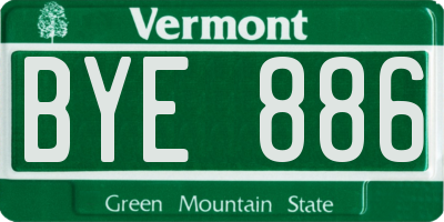VT license plate BYE886