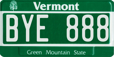 VT license plate BYE888