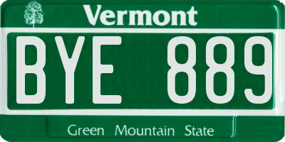 VT license plate BYE889