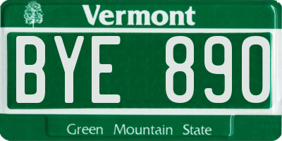 VT license plate BYE890
