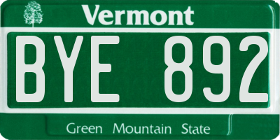 VT license plate BYE892
