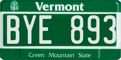 VT license plate BYE893