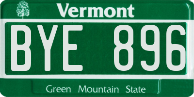 VT license plate BYE896