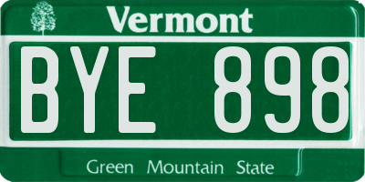 VT license plate BYE898