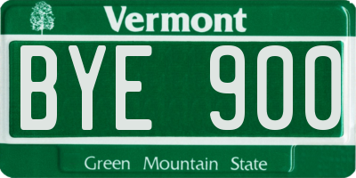 VT license plate BYE900