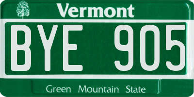 VT license plate BYE905