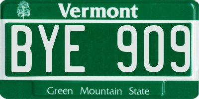 VT license plate BYE909